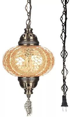 SWAG PLUG IN Turkish Moroccan Mosaic Ceiling Hanging Lamp Pendant Light Fixture • $48.80