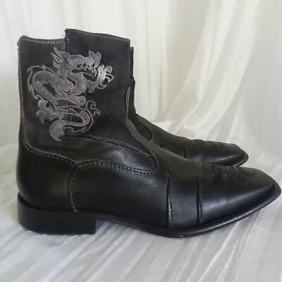 Mark Nason Italy ROCK LIVES Dragon Black Leather Boots ULTRA RARE! Biker Men 10 • $450