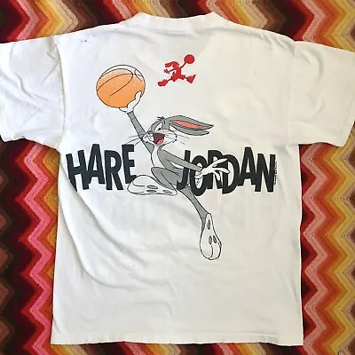 Vintage Nike Air Jordan Hare Jordan T Shirt Space Jam 90s Y2K Medium • $79
