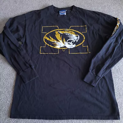 Missouri Tigers Shirt Long Sleeve Small Logo Mizzou Spell-out NCAA Men • $3.98