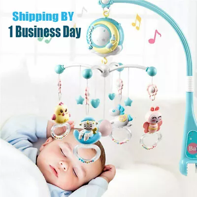 Baby Mobile Crib Toys Night Light Projector 108 Songs Music Box Bed Toys Rattle • $32.94