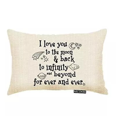 Throw Pillow Cover Quote I Love You To The Moon And Back Star Moon Earth Clou... • $15.90