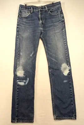Levi's Straight Fit 505 Size 32/34 Bleach Distressed Jeans • $10.99