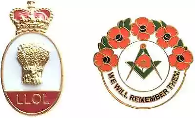 £7.99 • Buy Masonic Crown And Wheat Sheaf Badge And Masonic We Will Remember Enamel Badge