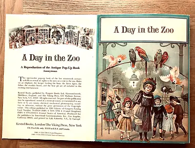 Day In The Zoo.  Anonymous. 1980 Reproduction Of Antique (1890) Pop-Up Book. • $14