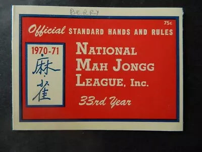 1970-71 National Mah Jongg League Rules Game Card • $16.95