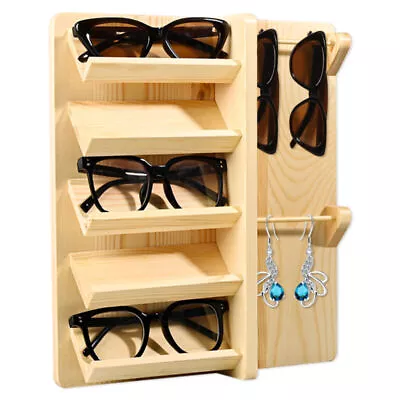 Wall Mount Wood Decor Earring Necklaces Jewellery Glasses Display Storage Stand • £9.99