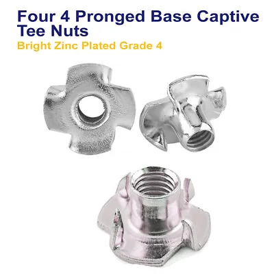 Four 4 Pronged Base Captive Tee Nuts Bright Zinc Plated M4 M5 M6 M8 M10 • £55.99
