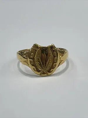 9ct 9K Yellow Gold Horseshoe Ladies Signet Ring. Size Q. Brand New • £187.52