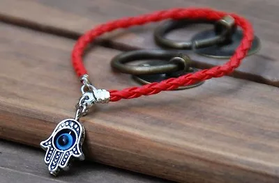 Red HAMSA BRACELET - -  Jewish Good Luck Lucky Against Evil Eye String Kaballah • £3.80