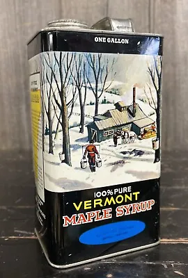 Vintage 1 Gal Richard Gilman Vermont Maple Syrup Tin Can Winter Farm Sugar House • $75