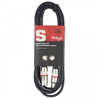 Stagg 3m 3 Pin XLR Microphone Cable Male To Female Patch Lead Mic High Quality  • £6.99