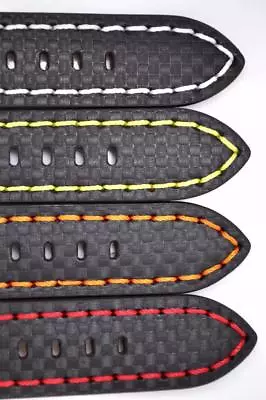 £13.75 • Buy Deluxe Chunky Carbon Fibre Calf Leather Sports Watch Strap Coloured Stitching