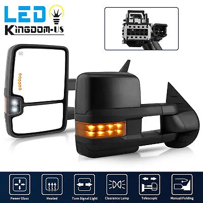 LED Amber Signal Tow Mirrors For 2007-2014 Chevy Silverado Sierra Power Heated • $115.59