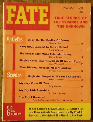 Fate Magazine December 1959 (Vol 12 No 12) - UFOs Frank Edwards Ghosts Gold • $8.95