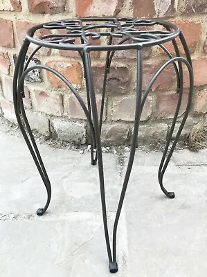 Tall Raised Plant Pot Stand Garden Flower Container Holder Scrolled Metal 25cm • £14.98