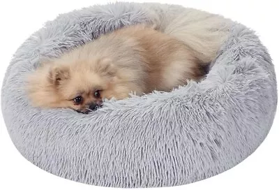 Donut Plush Pet Dog Cat Bed Fluffy Pet Calming Bed Cuddler For Medium Puppy Dogs • $17.99