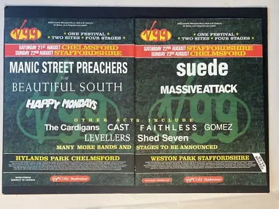 V96 Festival 2 Page Ad - Suede Massive Attack Manics - 1999 Advert Poster L176 • £12.99