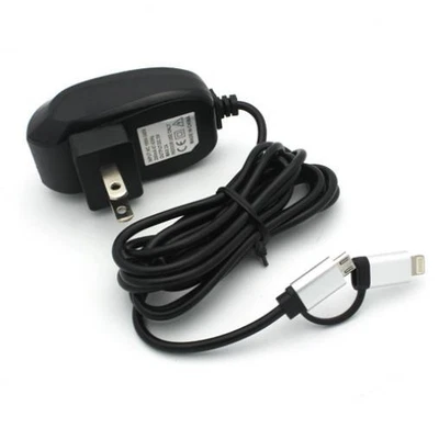 $14.76 • Buy HOME CHARGER 2A WALL POWER ADAPTER 6FT CABLE AC PLUG 2-IN-1 For PHONES & TABLETS