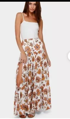 Tigerlily Boho Skirt Or Dress Size 8 Long Side Slits With Tie Ups  • $39