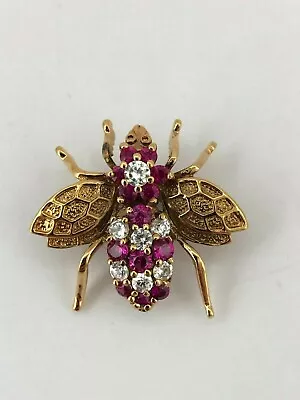 Vintage Sterling Silver 925 Costume Jewellery Pink Bumble Bee Bug Brooch • $29.44