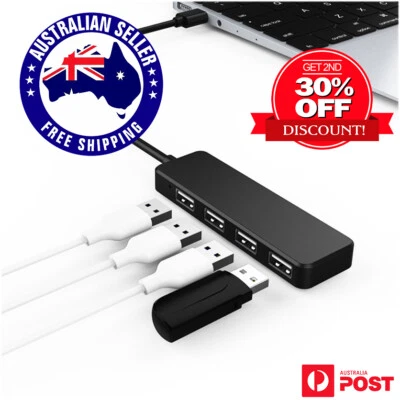 USB Hub 4-Port USB Port Expander USB Splitter Ultra Slim High Speed Compact  • $5.99