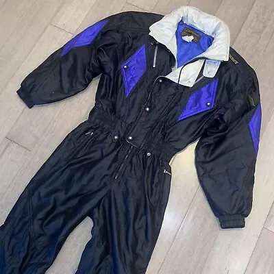 Vtg Ski Suit DESCENTE One Piece Snowsuit Snow Bib Onsie FDX 80s 90s Mens MEDIUM • $134.99