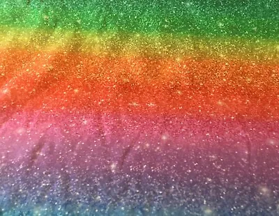 Rainbow Glitter Effect Pattern Fabric 100% Cotton Fat Quarter 50x 50cm Craft Sew • £2.50