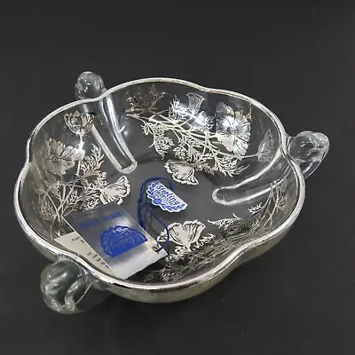 Vintage Silver City Footed Candy Dish Bowl Flanders Flower Silver Inlay 6  • $21.68