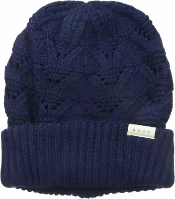 NEFF Women's Navy Bristol Textured Navy Blue Beanie Knit Hat NWT 15F05029 • £8.68