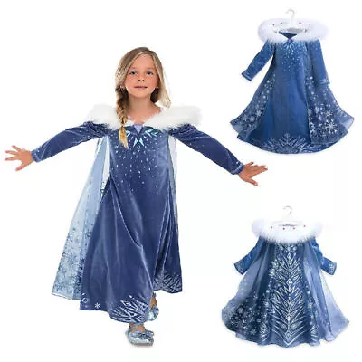 Kids Girls Elsa Anna Ice Queen Cosplay Costume Halloween Party Fancy Dress Up-↑ • £22.15