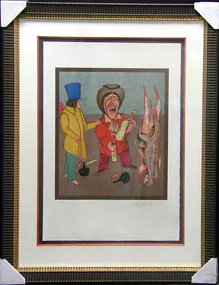 Mikail Chemiakin Happy Drinker Hand Signed Lithograph On Paper Framed • $1500