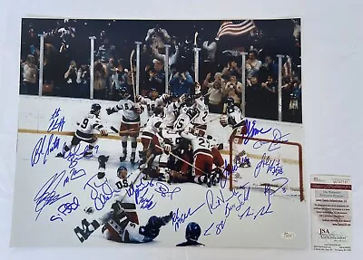 1980 USA “Miracle On Ice” Olympic Hockey Team Signed 16x20 Photo 19 Auto JSA COA • $1699.99