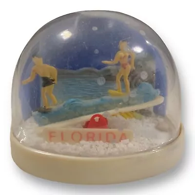 Vintage FLORIDA Plastic Snow Globe Water Dome Hong Kong Surfers Surfing • $20.40