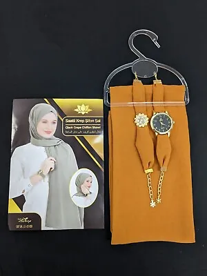 Perfect Gift Set With Mustard Chiffon Scarf Matching Watch Bracelet For Women's • £14.99