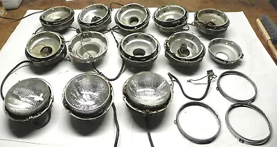 $139.98 • Buy 1940's-50's Mopar Aluminum Head Light Buckets Lot Of 16 6volt 3 W/ Lenses Used 