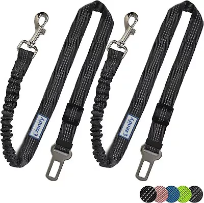 Zenify Dog Car Seat Belt Extendable Leash (2 Pack) - Bungee Lead For Dogs Puppie • $29.99