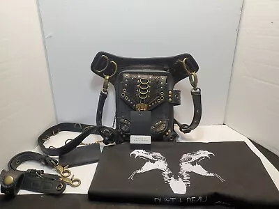 Jungle Tribe Blaster 3.0 Black Leather Crossbody Shoulder Steam Punk Bag New • $139.95