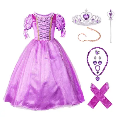 $24.98 • Buy Princess Rapunzel Costume Party Dress Cosplay With Accessories For Girls 2-10T