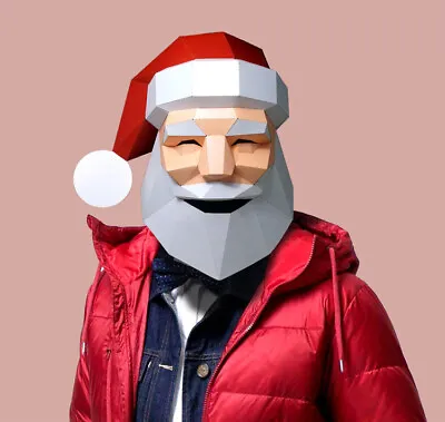 3D Paper Mask Pre-cut Santa Claus Cosplay Halloween Paper Model Head Mask • $16.14