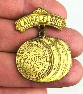 Antique Winona Mill Co. Laurel Flour Lapel Pin Medal Schwaabs Milwaukee  *K1 • $47.50