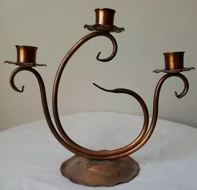 Vintage Antique Copper Candle Holder Art Deco Arts And Crafts Mission SIGNED • $40