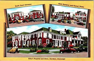 Meridian MS Mississippi RILEY'S HOSPITAL & CLINIC~Nurses Home Ca1940's Postcard • $5.89