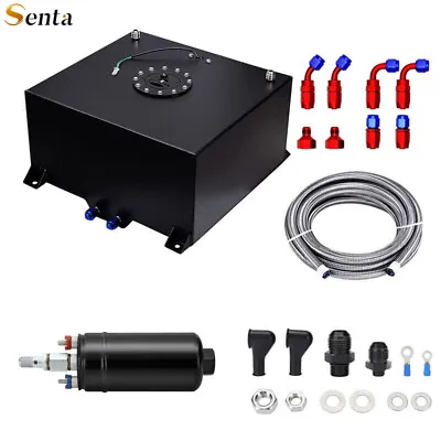 10 Gal Aluminum Fuel Cell Gas Tank+Level Sender+Fuel Hose Line Kit+Fuel Pump  • $179.99