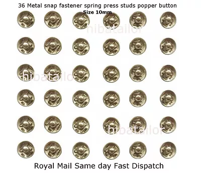 36 Pack Metal Snap Fasteners Silver Nickel Press Studs Tich Button Size 10 Mm UK • £1.85