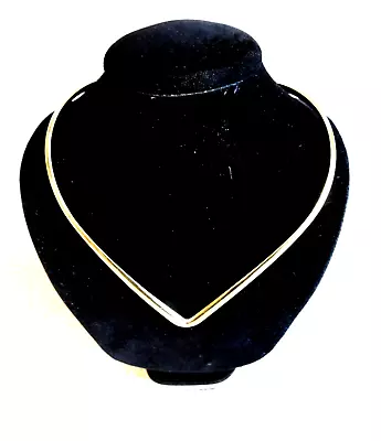 Vintage  V Shaped Choker Gold Tone Collar Necklace Fits Like A 15  - 16  Nice • $16.95