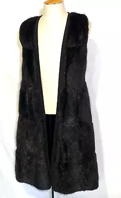 VTG Luxurious Genuine Ranch Black Mink Fur Vest Coat Liner Women's Sz S/M • $185