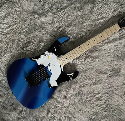 Blue BC Style Electric Guitar 80s Gunslinger Nagel Floyd Rose Black Hardware • $157.92