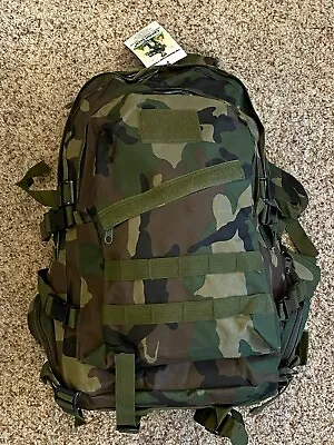 Cactus Jack Military-Style Tactical MOLLE Woodland Camo Hiking Hunting Backpack • $9.50