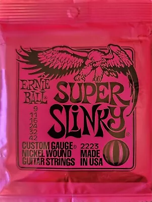 Ernie Ball 2223 Pink Super Slinky 9-42 Electric Guitar Strings (.009-.042) • $12